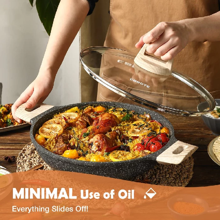 CAROTE 24cm-2.4L Non Stick Kadai, Induction Kadai, Granite Stone Kadhai with Lid, Deep Frying Pan, Kadai with Lid for Cooking, Biryani Pot, 24cm-3.webp